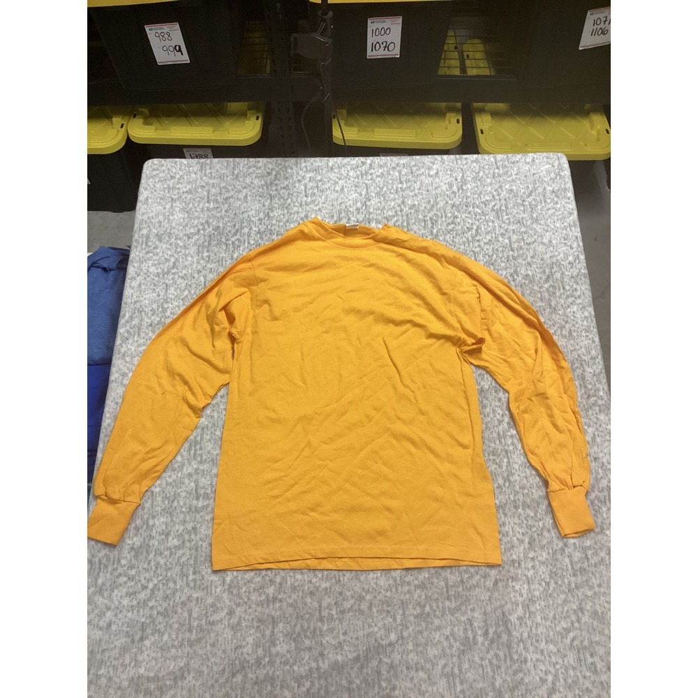 Unbranded‎ Mustard Yellow Long Sleeve Cotton T-Shirt Mens Small Crew Neck Solid